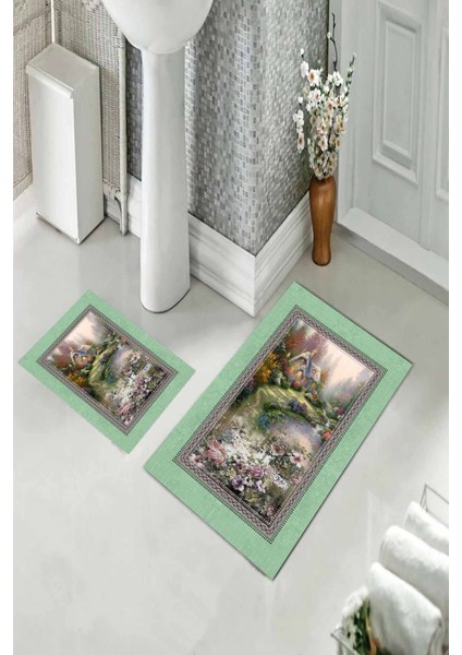 Banyo Halısı Ikili Klozet Takımı Kaymaz Tabanlı (60 cm x 100 cm + 40 cm x 60 Cm) fiyatları