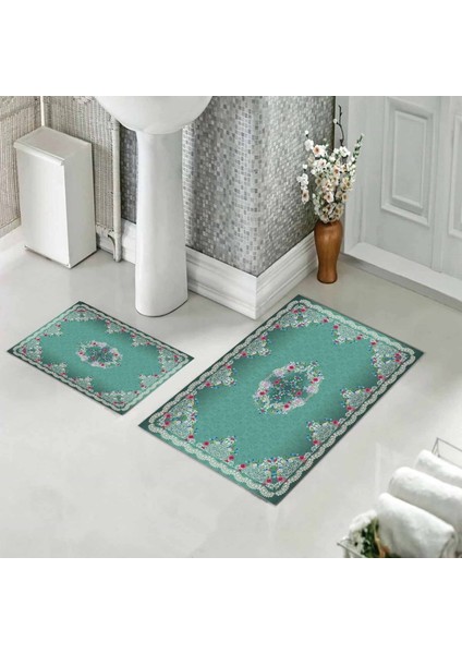 Banyo Halısı Ikili Klozet Takımı Kaymaz Tabanlı (60 cm x 100 cm + 40 cm x 60 Cm)