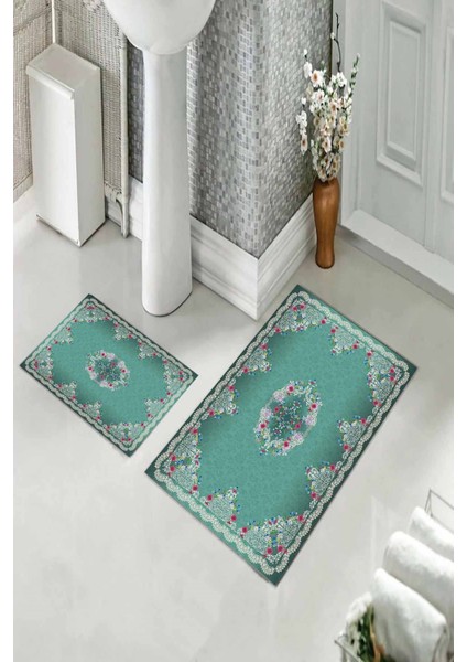 Banyo Halısı Ikili Klozet Takımı Kaymaz Tabanlı (60 cm x 100 cm + 40 cm x 60 Cm) fiyatları