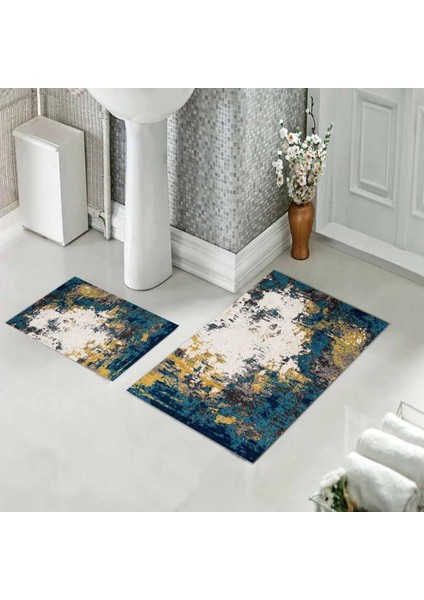Banyo Halısı Ikili Klozet Takımı Kaymaz Tabanlı (60 cm x 100 cm + 40 cm x 60 Cm)
