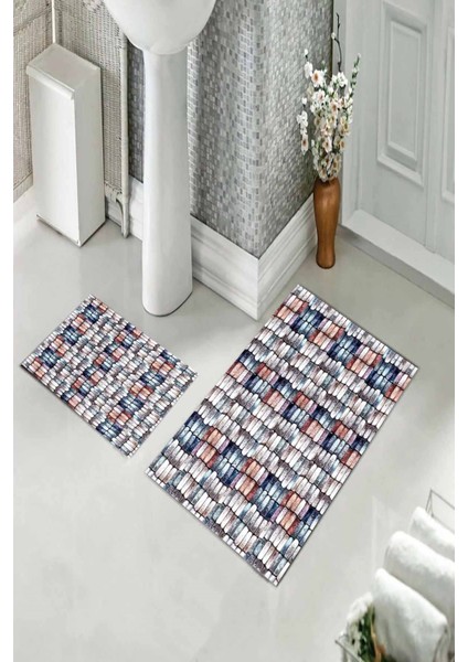 Banyo Halısı Ikili Klozet Takımı Kaymaz Tabanlı (60 cm x 100 cm + 40 cm x 60 Cm) fiyatları