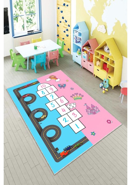 Desenli Renkli Dijital Baskı Yıkanabilir Kaymaz Taban Modern Çocuk Halısı ve Yolluk.