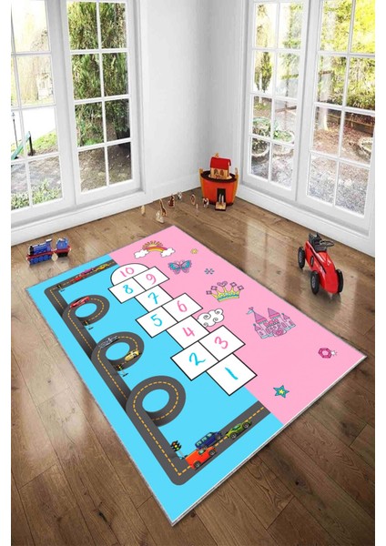Desenli Renkli Dijital Baskı Yıkanabilir Kaymaz Taban Modern Çocuk Halısı ve Yolluk.