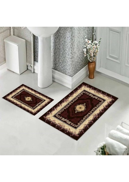 Banyo Halısı Ikili Klozet Takımı Kaymaz Tabanlı (60 cm x 100 cm + 40 cm x 60 Cm)