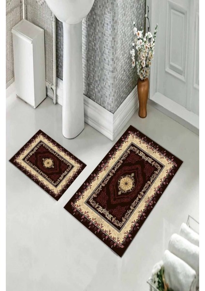 Banyo Halısı Ikili Klozet Takımı Kaymaz Tabanlı (60 cm x 100 cm + 40 cm x 60 Cm) fiyatları