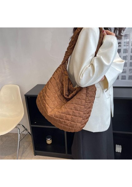 Bulut Pileli Büyük Çanta Kadınlar Için Büyük Kapasiteli Çanta Retro Crossbody Çanta (Yurt Dışından)