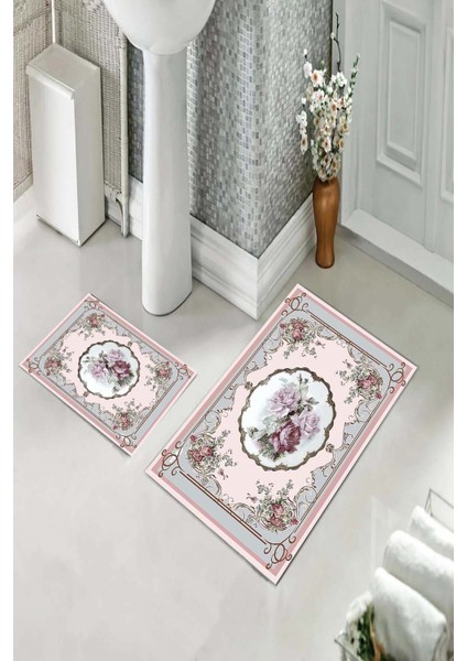 Banyo Halısı Ikili Klozet Takımı Kaymaz Tabanlı (60 cm x 100 cm + 40 cm x 60 Cm) fiyatları