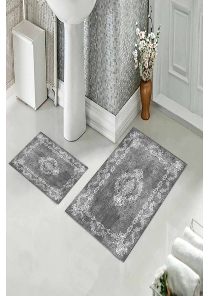 Banyo Halısı Ikili Klozet Takımı Kaymaz Tabanlı (60 cm x 100 cm + 40 cm x 60 Cm) fiyatları