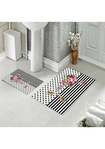 Banyo Halısı Ikili Klozet Takımı Kaymaz Tabanlı (60 cm x 100 cm + 40 cm x 60 Cm)