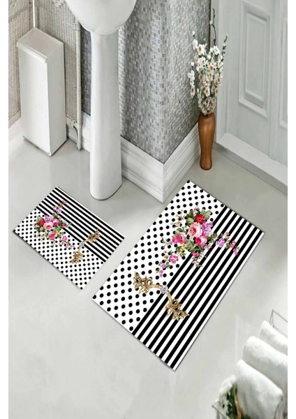 Banyo Halısı Ikili Klozet Takımı Kaymaz Tabanlı (60 cm x 100 cm + 40 cm x 60 Cm) fiyatları