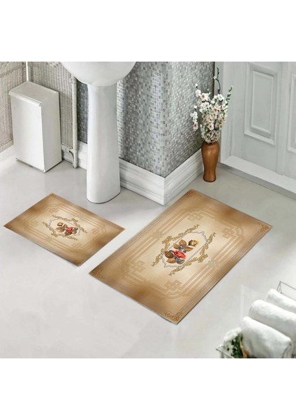 Banyo Halısı Ikili Klozet Takımı Kaymaz Tabanlı (60 cm x 100 cm + 40 cm x 60 Cm)