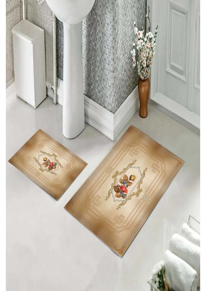 Banyo Halısı Ikili Klozet Takımı Kaymaz Tabanlı (60 cm x 100 cm + 40 cm x 60 Cm) fiyatları