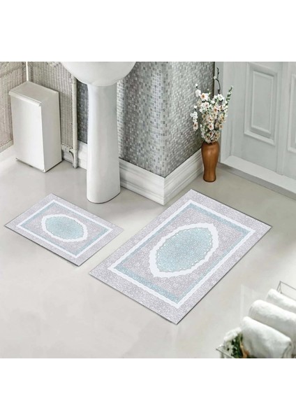 Banyo Halısı Ikili Klozet Takımı Kaymaz Tabanlı (60 cm x 100 cm + 40 cm x 60 Cm)