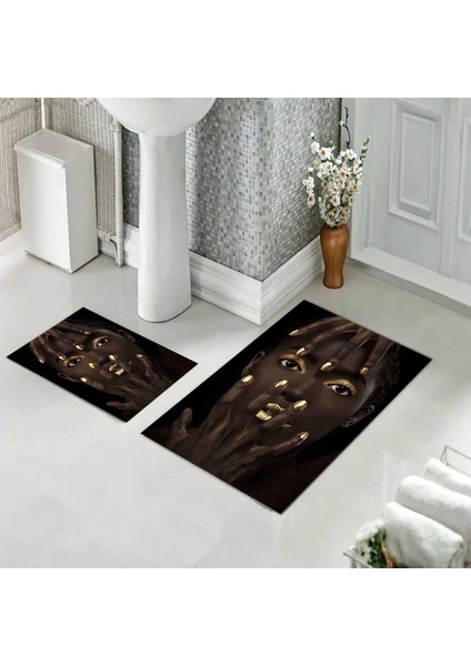 Banyo Halısı Ikili Klozet Takımı Kaymaz Tabanlı (60 cm x 100 cm + 40 cm x 60 Cm)