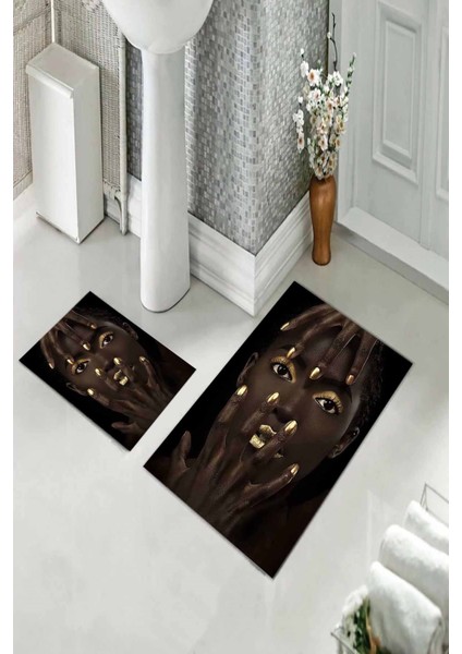 Banyo Halısı Ikili Klozet Takımı Kaymaz Tabanlı (60 cm x 100 cm + 40 cm x 60 Cm) fiyatları