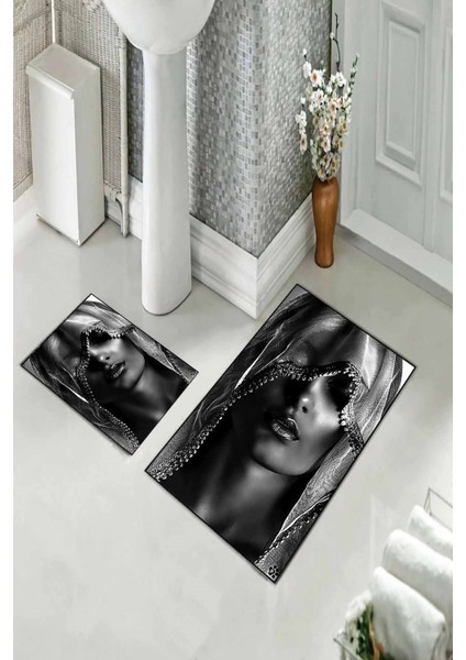 Banyo Halısı Ikili Klozet Takımı Kaymaz Tabanlı (60 cm x 100 cm + 40 cm x 60 Cm) fiyatları
