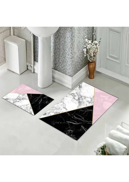 Banyo Halısı Ikili Klozet Takımı Kaymaz Tabanlı (60 cm x 100 cm + 40 cm x 60 Cm) modelleri