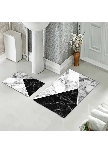 Banyo Halısı Ikili Klozet Takımı Kaymaz Tabanlı (60 cm x 100 cm + 40 cm x 60 Cm) indirimleri