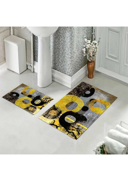 Banyo Halısı Ikili Klozet Takımı Kaymaz Tabanlı (60 cm x 100 cm + 40 cm x 60 Cm)