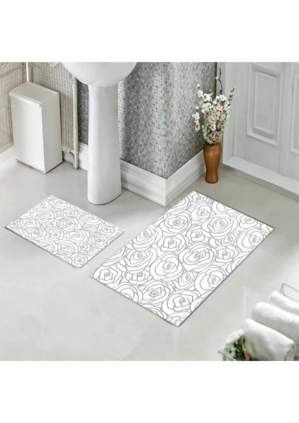 Banyo Halısı Ikili Klozet Takımı Kaymaz Tabanlı (60 cm x 100 cm + 40 cm x 60 Cm) fiyatları