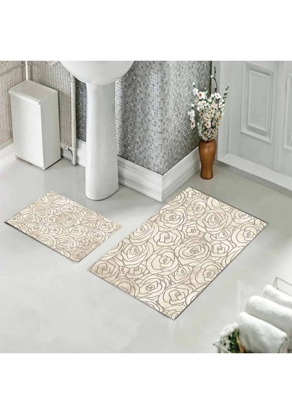 Banyo Halısı Ikili Klozet Takımı Kaymaz Tabanlı (60 cm x 100 cm + 40 cm x 60 Cm) modelleri