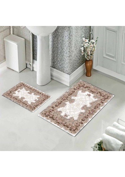 Banyo Halısı Ikili Klozet Takımı Kaymaz Tabanlı (60 cm x 100 cm + 40 cm x 60 Cm)