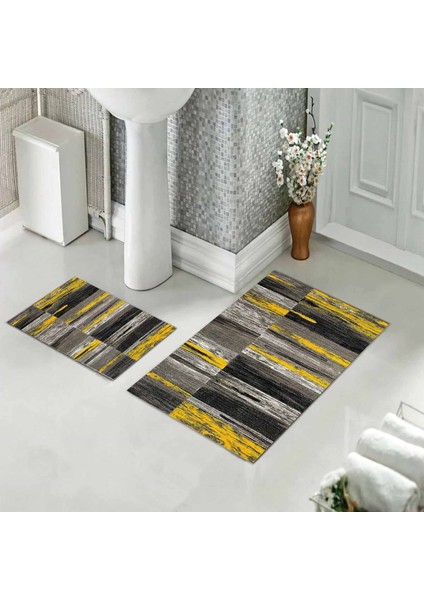 Banyo Halısı Ikili Klozet Takımı Kaymaz Tabanlı (60 cm x 100 cm + 40 cm x 60 Cm)
