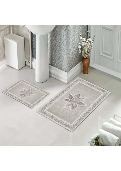 Banyo Halısı Ikili Klozet Takımı Kaymaz Tabanlı (60 cm x 100 cm + 40 cm x 60 Cm)