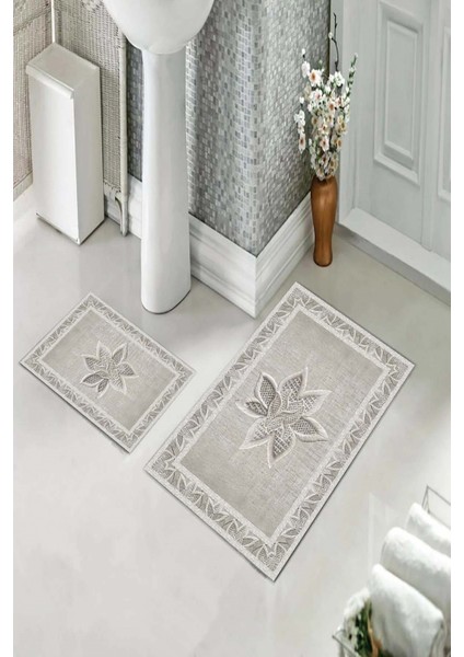 Banyo Halısı Ikili Klozet Takımı Kaymaz Tabanlı (60 cm x 100 cm + 40 cm x 60 Cm) fiyatları