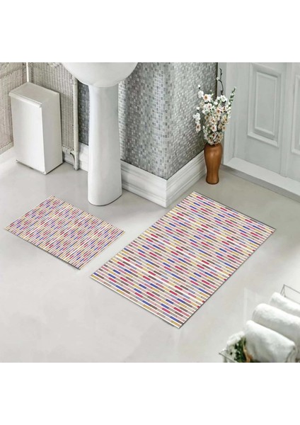 Banyo Halısı Ikili Klozet Takımı Kaymaz Tabanlı (60 cm x 100 cm + 40 cm x 60 Cm)