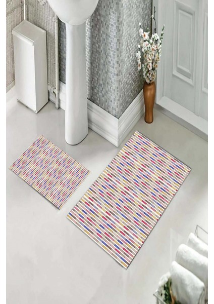Banyo Halısı Ikili Klozet Takımı Kaymaz Tabanlı (60 cm x 100 cm + 40 cm x 60 Cm) fiyatları
