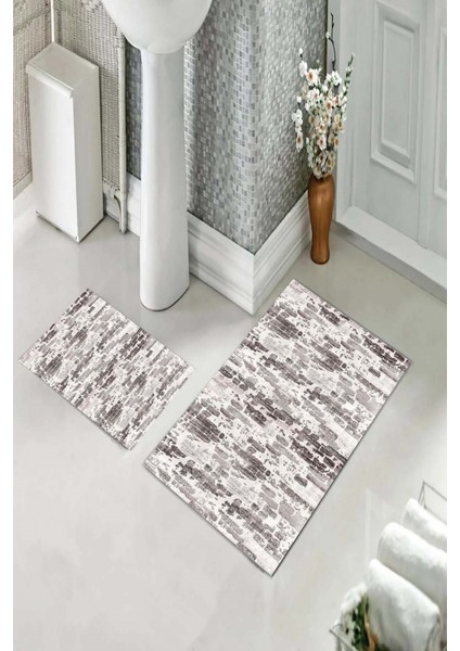 Banyo Halısı Ikili Klozet Takımı Kaymaz Tabanlı (60 cm x 100 cm + 40 cm x 60 Cm) fiyatları