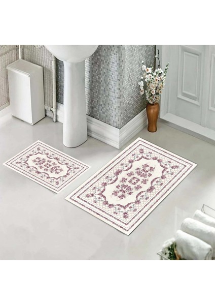 Banyo Halısı Ikili Klozet Takımı Kaymaz Tabanlı (60 cm x 100 cm + 40 cm x 60 Cm)