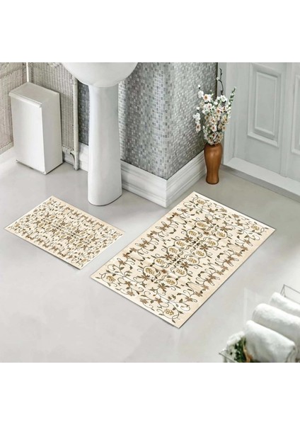 Banyo Halısı Ikili Klozet Takımı Kaymaz Tabanlı (60 cm x 100 cm + 40 cm x 60 Cm)