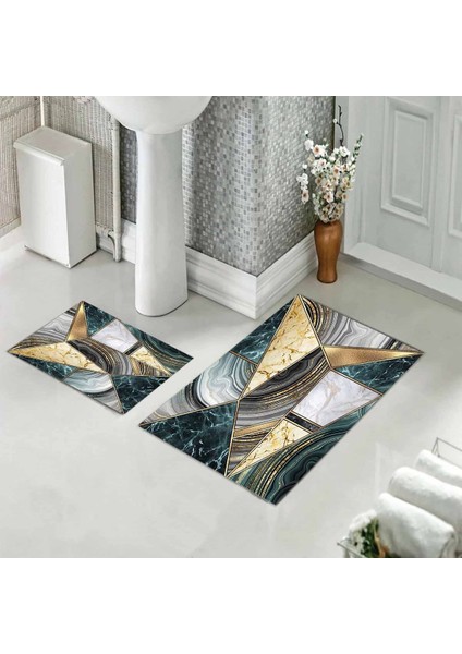 Banyo Halısı Ikili Klozet Takımı Kaymaz Tabanlı (60 cm x 100 cm + 40 cm x 60 Cm)