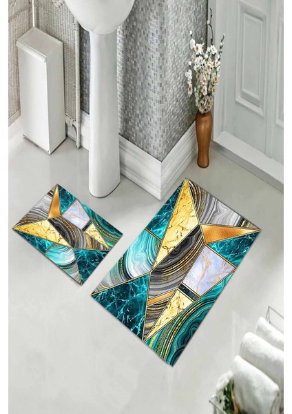 Banyo Halısı Ikili Klozet Takımı Kaymaz Tabanlı (60 cm x 100 cm + 40 cm x 60 Cm) fiyatları
