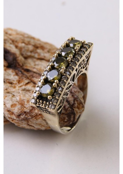 Beştaş Serisi Sarı Yeşil Sitrin Otantik 925 Ayar Gümüş Kadın Yüzük modelleri