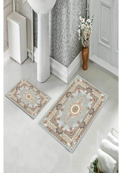 Banyo Halısı Ikili Klozet Takımı Kaymaz Tabanlı (60 cm x 100 cm + 40 cm x 60 Cm) fiyatları