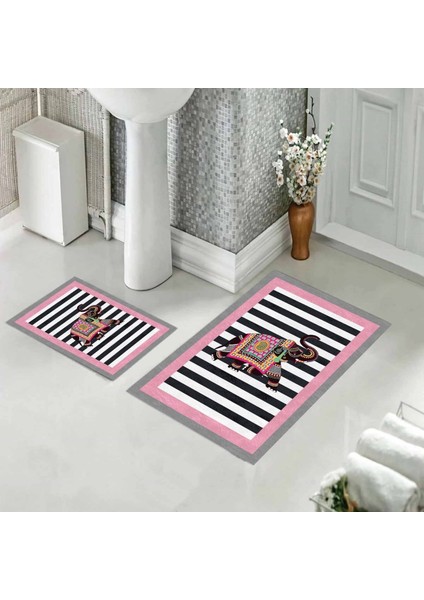 Banyo Halısı Ikili Klozet Takımı Kaymaz Tabanlı (60 cm x 100 cm + 40 cm x 60 Cm)