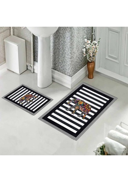 Banyo Halısı Ikili Klozet Takımı Kaymaz Tabanlı (60 cm x 100 cm + 40 cm x 60 Cm) indirimleri