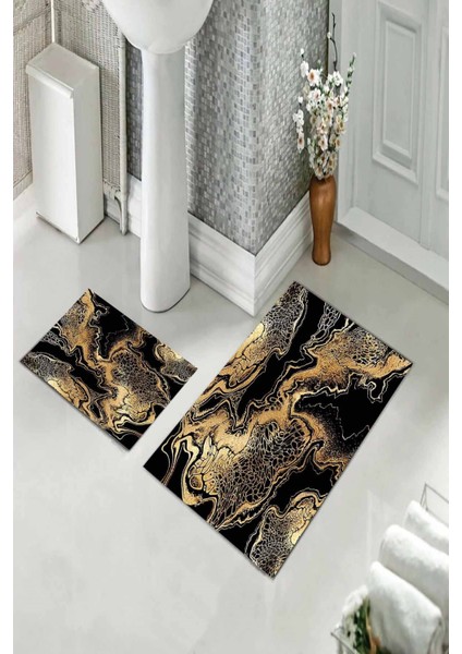 Banyo Halısı Ikili Klozet Takımı Kaymaz Tabanlı (60 cm x 100 cm + 40 cm x 60 Cm) fiyatları