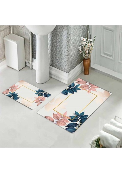 Banyo Halısı Ikili Klozet Takımı Kaymaz Tabanlı (60 cm x 100 cm + 40 cm x 60 Cm)
