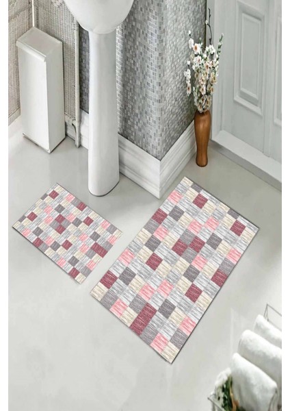 Banyo Halısı Ikili Klozet Takımı Kaymaz Tabanlı (60 cm x 100 cm + 40 cm x 60 Cm) fiyatları