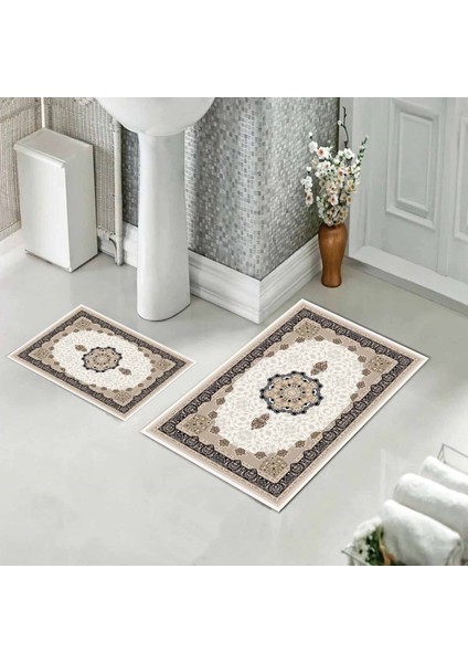 Banyo Halısı Ikili Klozet Takımı Kaymaz Tabanlı (60 cm x 100 cm + 40 cm x 60 Cm)