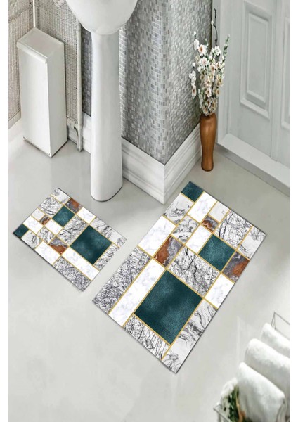 Banyo Halısı Ikili Klozet Takımı Kaymaz Tabanlı (60 cm x 100 cm + 40 cm x 60 Cm) fiyatları