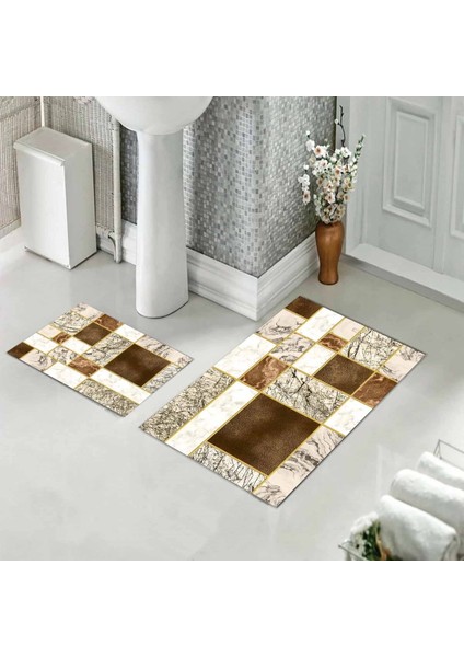 Banyo Halısı Ikili Klozet Takımı Kaymaz Tabanlı (60 cm x 100 cm + 40 cm x 60 Cm) modelleri
