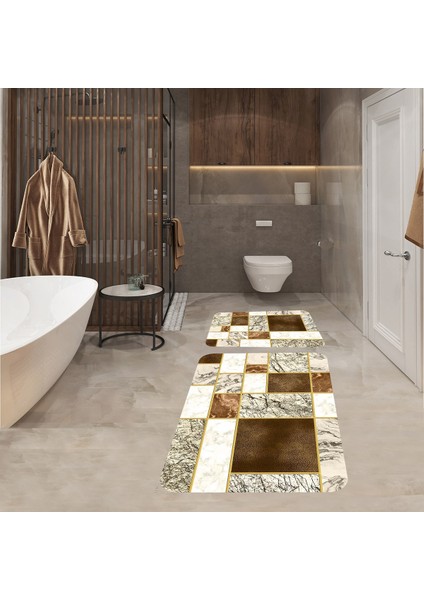 Banyo Halısı Ikili Klozet Takımı Kaymaz Tabanlı (60 cm x 100 cm + 40 cm x 60 Cm) fırsatları