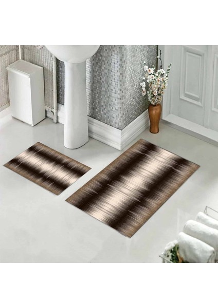 Banyo Halısı Ikili Klozet Takımı Kaymaz Tabanlı (60 cm x 100 cm + 40 cm x 60 Cm)