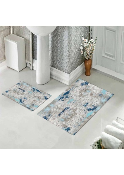 Banyo Halısı Ikili Klozet Takımı Kaymaz Tabanlı (60 cm x 100 cm + 40 cm x 60 Cm)