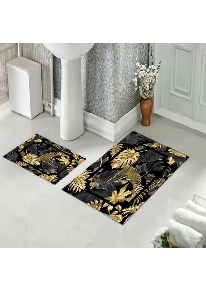 Banyo Halısı Ikili Klozet Takımı Kaymaz Tabanlı (60 cm x 100 cm + 40 cm x 60 Cm)